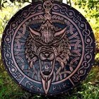 24   Fenrir Wolf Carved Wooden Viking Shield Battle-worn Shield Wall D  cor