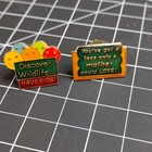Lot Of 2 Funny Lapel Pins Humorous Sayings Enamel Novelty Goofy Badges  Vintage