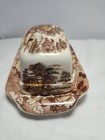 Vintage Nasco Mountain Woodland Covered Butter Dish     Brown Transferware Japan    