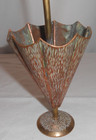 Vintage Brass   Copper Umbrella Pen Pencil Holder Organizer 8 3 4  Rare Nice