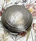 Vtg Three Flowers    richard Hudnut   paris New York Silver-tone Compact Mirror