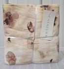 Casaluna Beige Floral Print Linen Blend Shower Curtain 72  X 72 