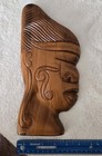 Vintage New Zealand Maori Hand Carved Wood Head Bust Wall Plaque 11 5  Tiki