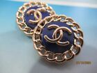 Chanel 2 Buttons   23 Mm  Navy Blue  Gold Tone  Metal    This Is For 2