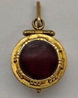 Antique Victorian hair mourning doble Sided Black red Glass Charm Locket Pendant
