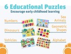 Etna Products Wooden Puzzles For Toddlers  Puzzle Rack  6 Pack