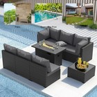 Outdoor Patio Furniture Set W  42   Fire Pit Table Propane Cushion All-weather