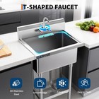 Stainless Steel Utility Sink  freestanding  Commercial Single Bowl Kitchen Sink
