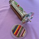 Artisan Stained Glass Kaleidoscope 2 Dichroic Wheels Wood Stand 10 Inch