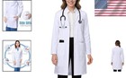 White Lab Coat Women Medical Coat Long Sleeve Professional Scrubs
