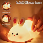 Cute Rabbit Led Night Light Touch Sensor Silicone Kids Bedside Lamp Gift