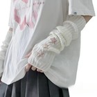 Y2k Women Teens Knitted Arm Warmers Japanese Harajuke Cosplay Lolita Cute Finger
