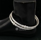 Handmade Design Sterling Silver  Single Ball Design Ankle Kada Bracelet nsfk96