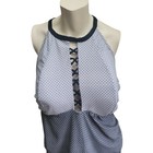 Swim By Cacique Women s Size 28 Halter Tankini Swim Top Black Geometric Lace Up