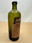 Antique 1890s Olive Green Bottle Conqueror s Burnishing Ink Paper Label Whittled