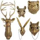  Animal Heads Wall Decor  Gold Faux Deer Head Mount  Animal Sculptures 5pcs