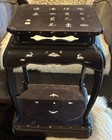 Antique Chinese Lacquered Mother Of Pearl Inlaid Poem Table Cabriole Legs Signed