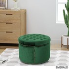  Carlos Glam Velvet Tufted Ottoman  Emerald Green