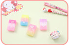 10 Pcs Kitty Cat Gradient Rainbow Rubber Cartoon Pencil Erasers Kids Stationery