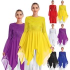 Women Sparkly Chiffon Liturgical Praise Dance Tunic Worship Dance Overlays Tops