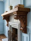 Pair Of Hand-carved Solid Wood Acanthus Corbel Decorative Mantel Bracket Shelf
