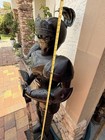 Large 60    Black Medieval Knight Statue Armor W  Sword Metal Garden Decor