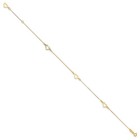 Real 14k Yellow Gold Fancy Open Hearts 3-station Anklet 9-10 Inch Diamond-cut