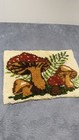 Vintage 1970s Mushroom Latch Hook Wall Hanging Rug Mushroom Home Decor W Binding