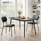 Stackable Dining Chair Set Of 4 Pu Padded Seat Metal Frame Black