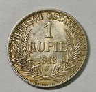 1913 J German East Africa Silver One Rupie Kaiser Wilhelm Lustrous See The Pix 