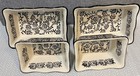 Black White Paisley Floral Vines Rectangular Stoneware Baker Set 4 Oven Safe
