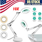 10x Magnifying Glass Desk Light Magnifier Led Lamp Reading Lamp With Base  Clamp