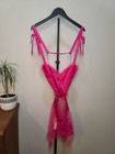 Nwt Victoria s Secret Tease Hot Pink Mesh Satin Polka Dot Heart Lingerie Set Xxl