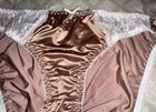 Glossy Taupe Buttery 2nd Skin Stretch Satin   Lace Bikini Panties Xl New