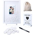Rustic Wedding Guest Book Alternative Wooden Hearts Frame Memories Keepsake New