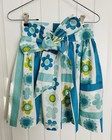 Vintage Turquoise Aqua Half Apron W pocket Flower Power Daisy Pattern 19  L