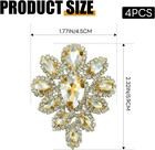 4pcs Topaz Teardrop Rhinestone Appliques  Vintage Crystal Beaded Flower Patches
