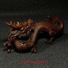 6 Inch Old Japanese Boxwood Hand Carved Dragon Loong Statue Netsuke Collection