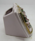 Lefton The Lord s Prayer Ceramic Bible Planter Lavender Pink Blue Flowers Vtg