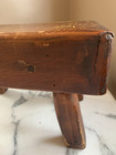 Antique Rustic Brutalist Wooden Stool bench W splayed Legs
