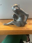 5    Vintage Heavy Bronze Monkey Statue Ancient China Figurine Patina Metal