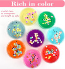 8 Pack Clear Crystal Slime Kit  Jelly Cube Crunchy Slime  Includes 8 Pcs Add-ins
