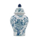 Blue And White Porcelain Ginger Jar 10 2  Lidded Vase  Songbird   Peony