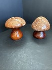 Vintage Usa Hull Pottery Brown Drip Glaze Mushroom Salt   Pepper Shaker Set