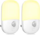 2 Pack Plug In Motion Sensor Dimmable Night Light  Soft Warm White Led