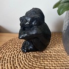 Vintage Gargoyle Statue Sitting Black Grotesque Goth Medieval Garden Decor 