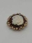 Vintage antique 12k Yellow Gold Carved Shell Cameo Pendant   Brooch