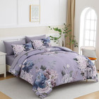 Floral Queen Comforter Set 7 Pieces Bed In A Bag  Flower Print On Lavender Purpl