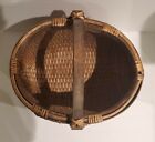 Vintage Antique Large Woven Willow Basket W wood Handle