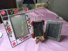 3 Metal Glass Rhinestone Dried Flowers Ornate  Picture Frames